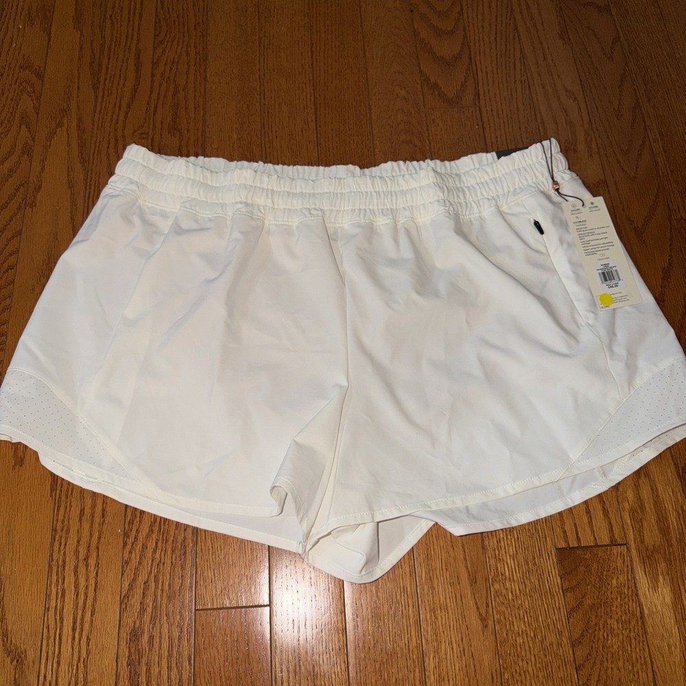 CALIA Infinity Run Golf Tennis Shorts Large White Mid Rise Zipper Pocket Lined